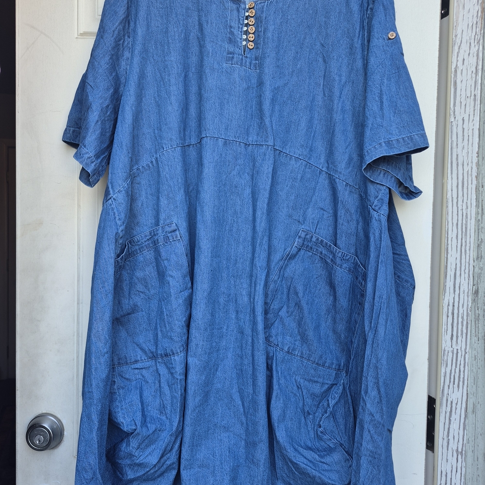 Relaxed Blue Short-Sleeve Buttoned Casual Shirt